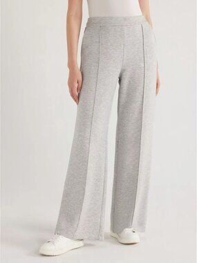 Scoop Women’s Scubaknit Seamed Sweatpants, Front Wide Leg, Large (12-14)